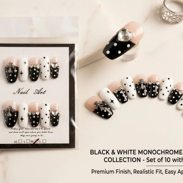 Faux Ongles Monochrome Charme — Collection Noir & Blanc