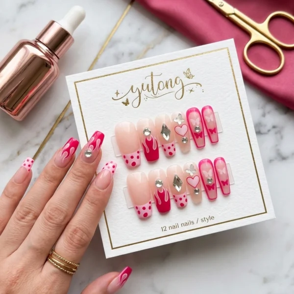 Blooming Love — Set Ongles Roses & Rouge Fleuri