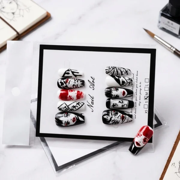 Faux Ongles Nail Art Manga — Édition Dark & Bold