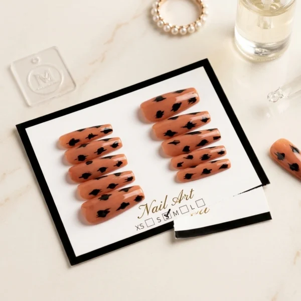 Faux Ongles Léopard Terracotta — Print Animalier Tendance