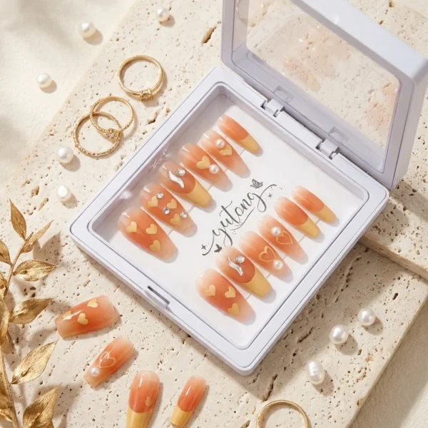 Tangerine Glow — Faux Ongles Dégradé Orangé Soleil