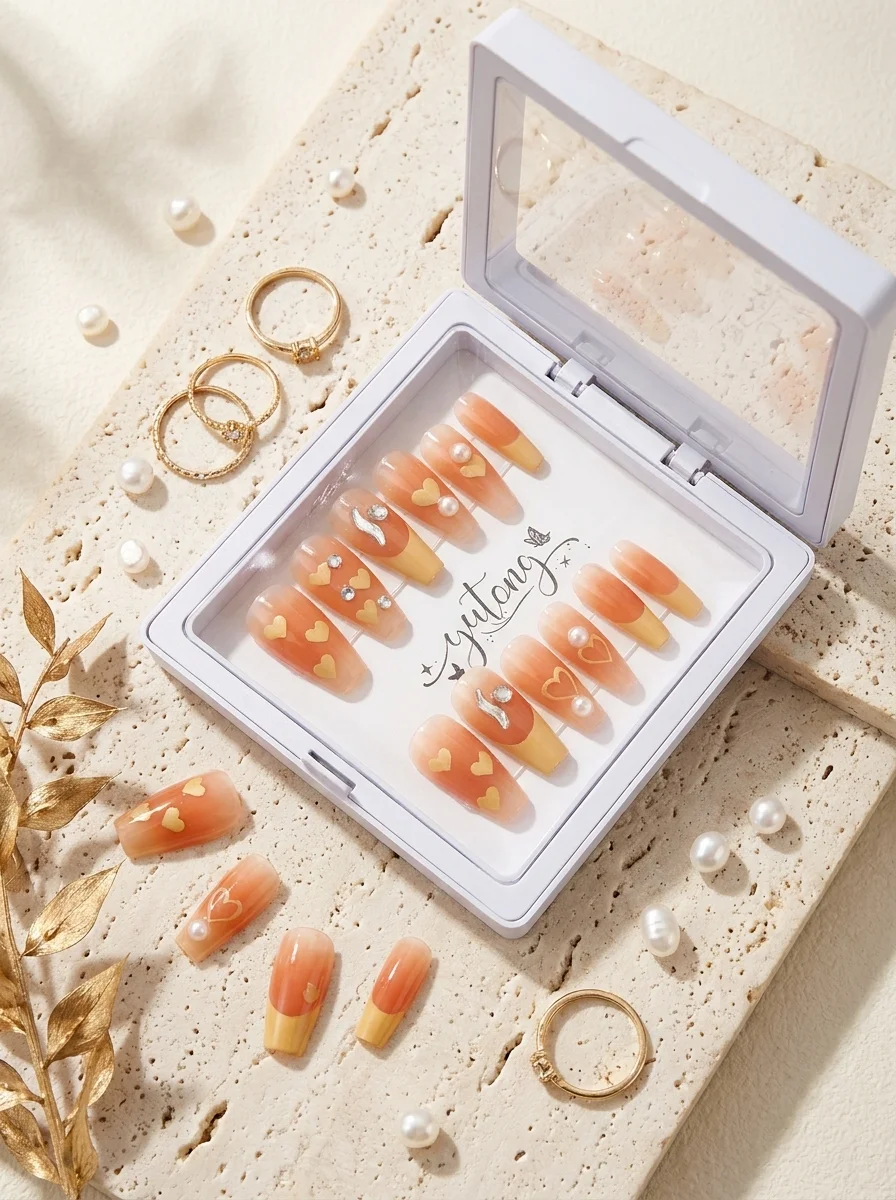 Tangerine Glow — Faux Ongles Dégradé Orangé Soleil