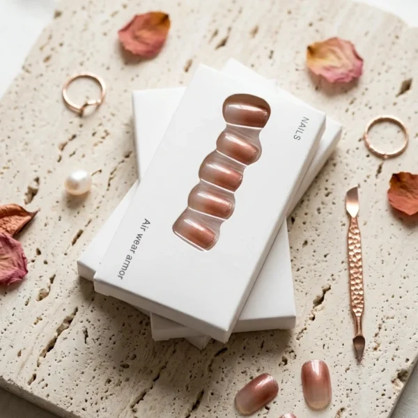 Rose Gold Mirror — Faux Ongles Cuivré Métallique Chrome