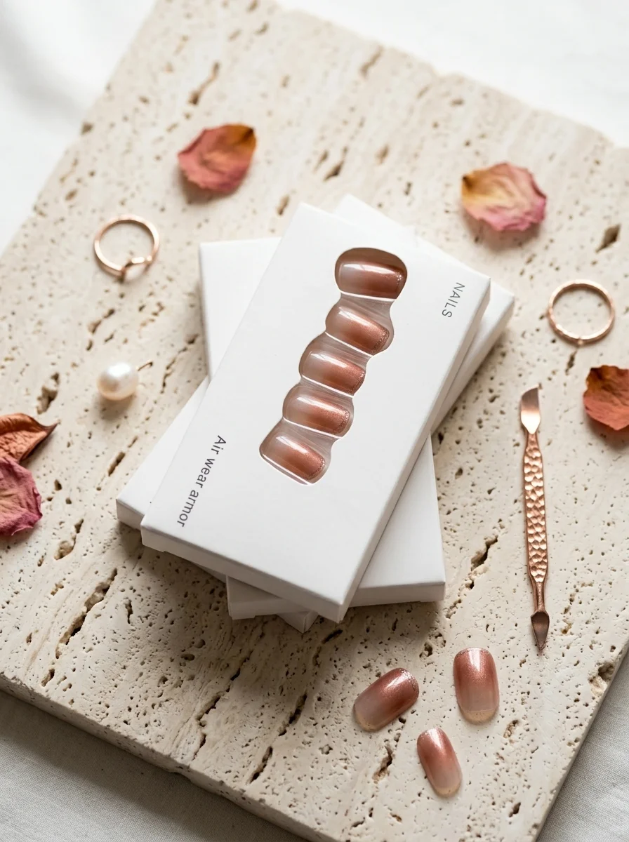 Rose Gold Mirror — Faux Ongles Cuivré Métallique Chrome